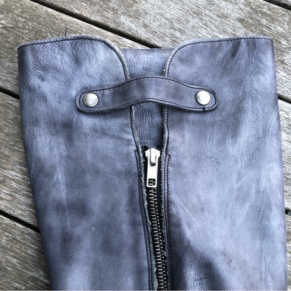 Felmini Anthropologie Over The Knee Fold Over Gray Grey Leather Boots 11/42 - Picture 9 of 17